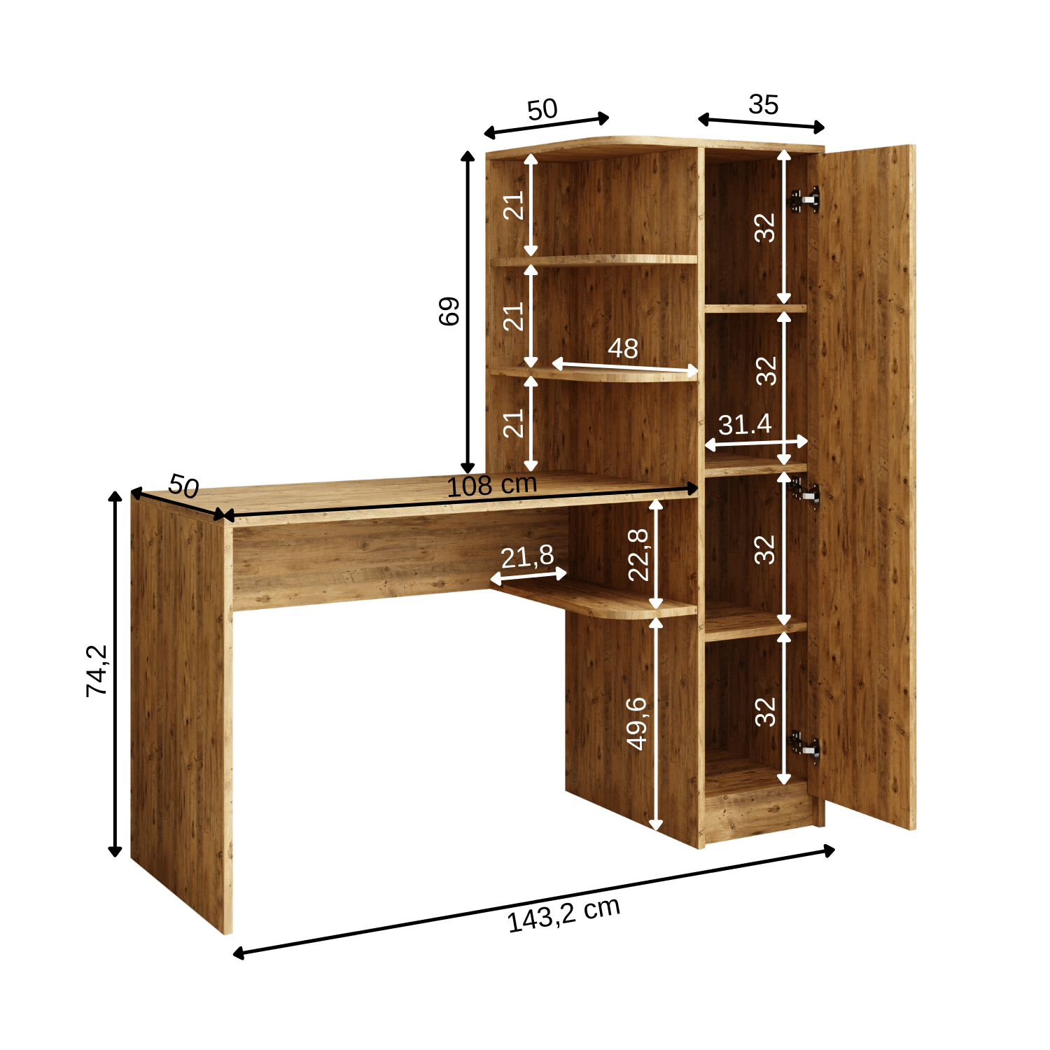 Kitaplıklı Çalışma Masası - Roma - Roomartstore.com.trçalışma masası2077