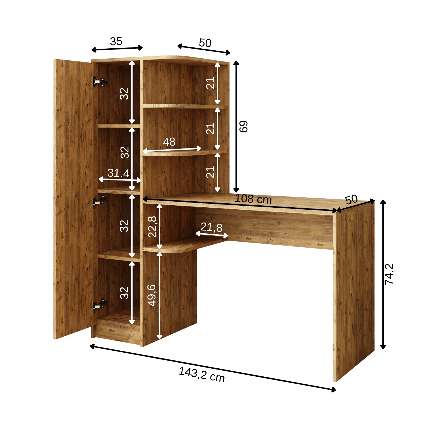 Kitaplıklı Çalışma Masası - Roma - Roomartstore.com.trçalışma masası2078