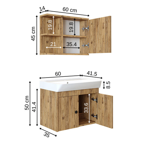 Lavabolu Banyo Dolabı 2li Set - Ada - Roomartstore.com.trbanyo dolabı2678