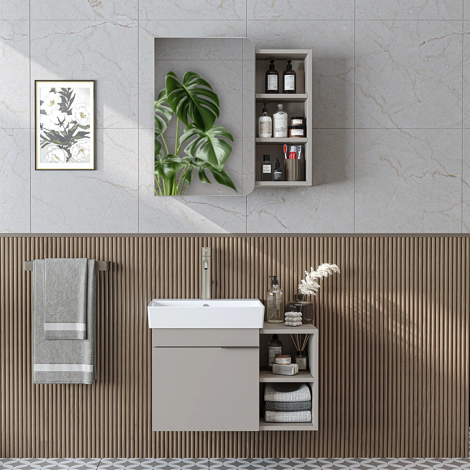 Lavabolu Banyo Dolabı 2li Set - Likya - Roomartbanyo dolabı2937