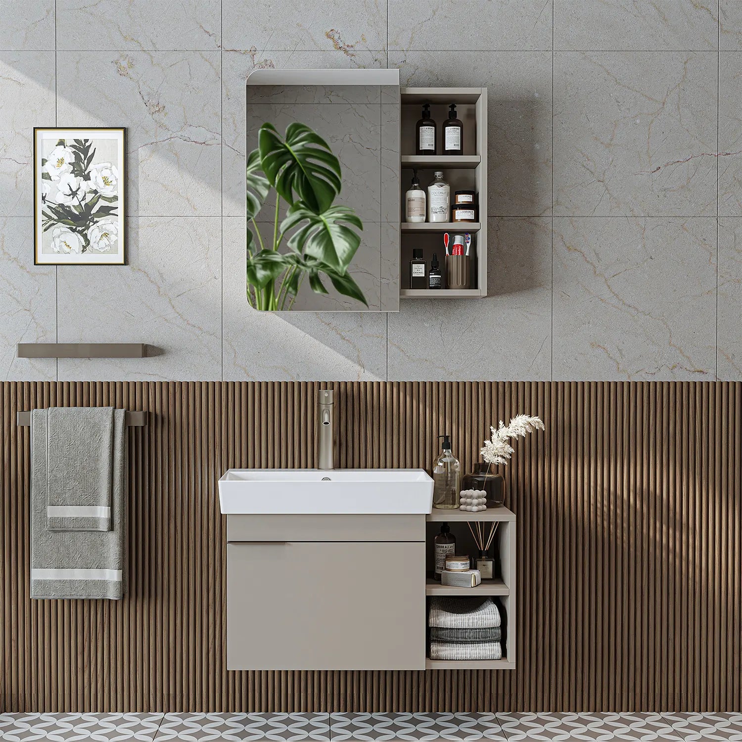 Lavabolu Banyo Dolabı 2li Set - Likya - Roomartbanyo dolabı2938