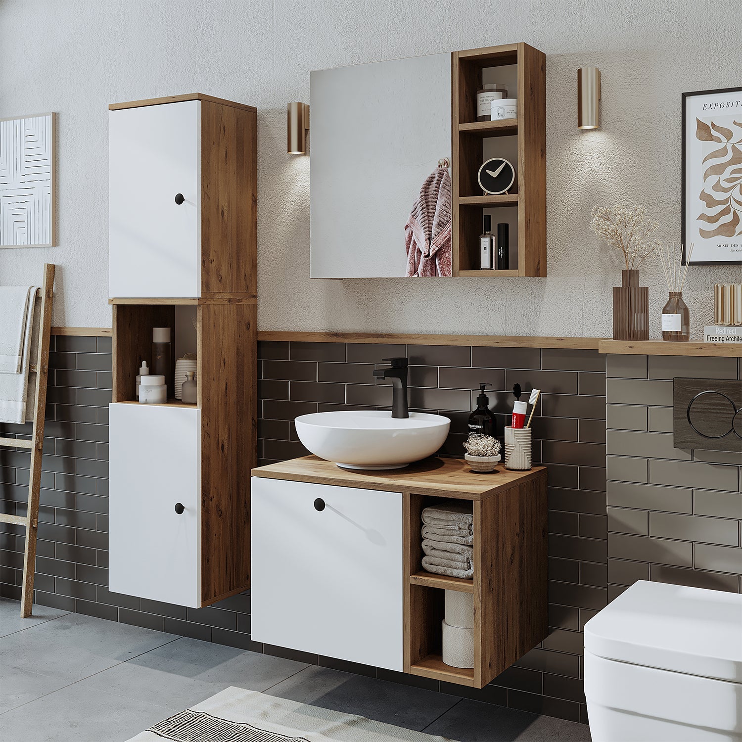 Lavabolu Banyo Dolab 3l Set Lotus Roomart lavabolu-banyo-dolab-3l-set-lotus-roomart