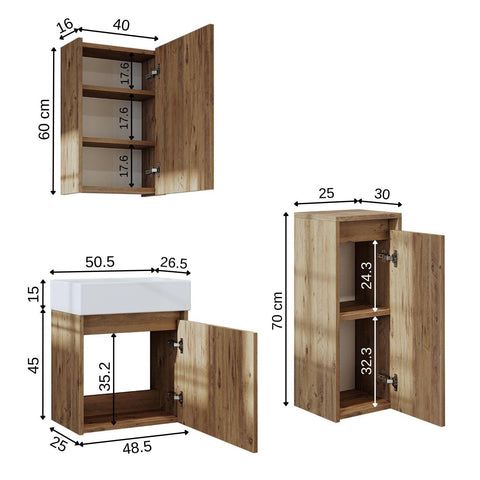 Lavabolu Banyo Dolabı 3lü Set - Mini - Roomartstore.com.trbanyo dolabı1963