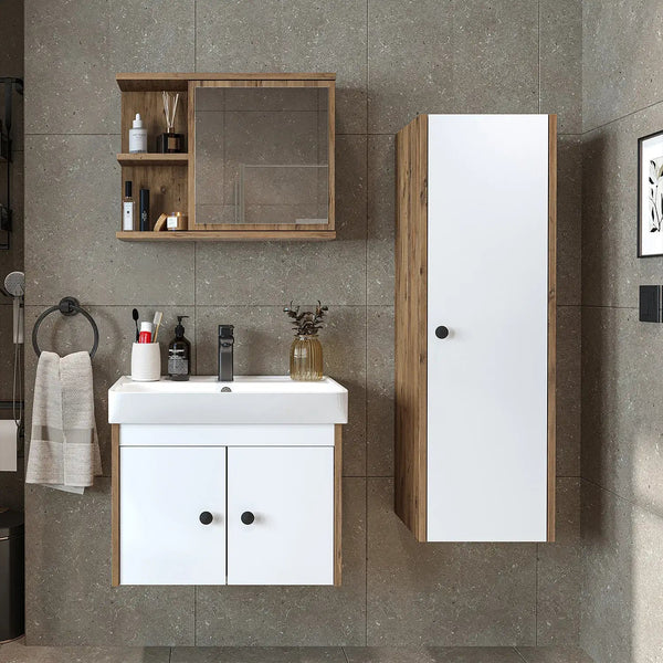 Lavabolu Banyo Dolabı 3lü Set - Ada