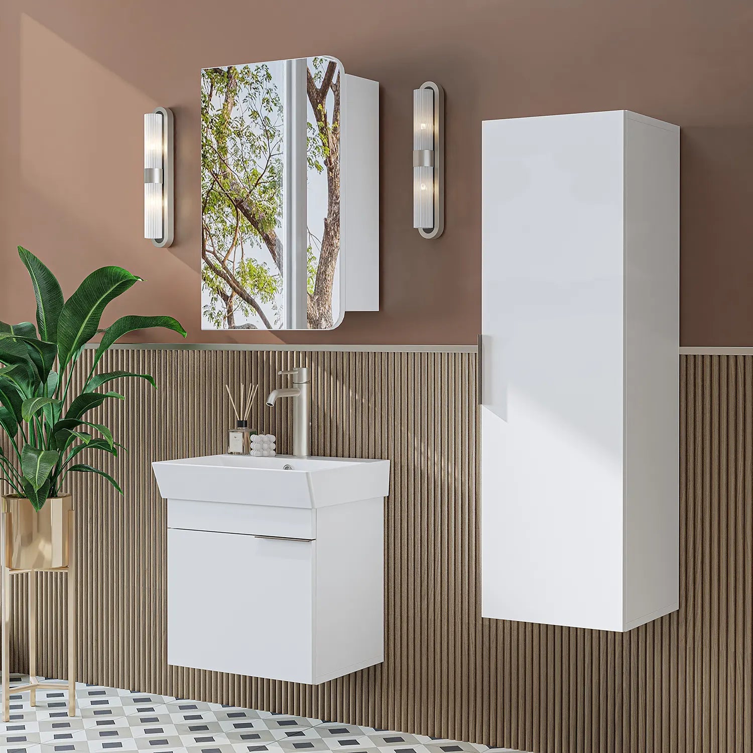 Lavabolu Banyo Dolabı 3lü Set - Likya - Roomartbanyo dolabı2919