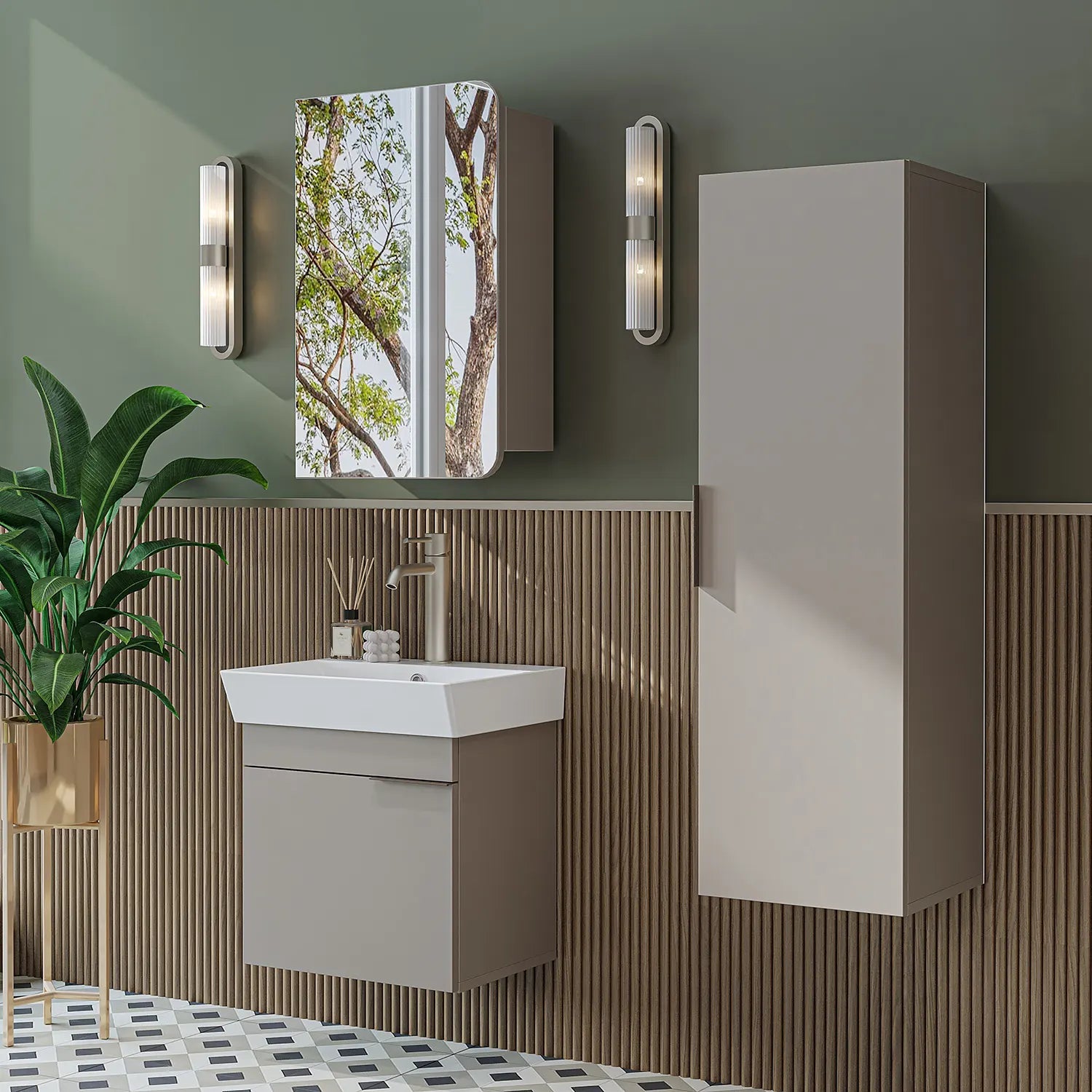 Lavabolu Banyo Dolabı 3lü Set - Likya - Roomartbanyo dolabı2939