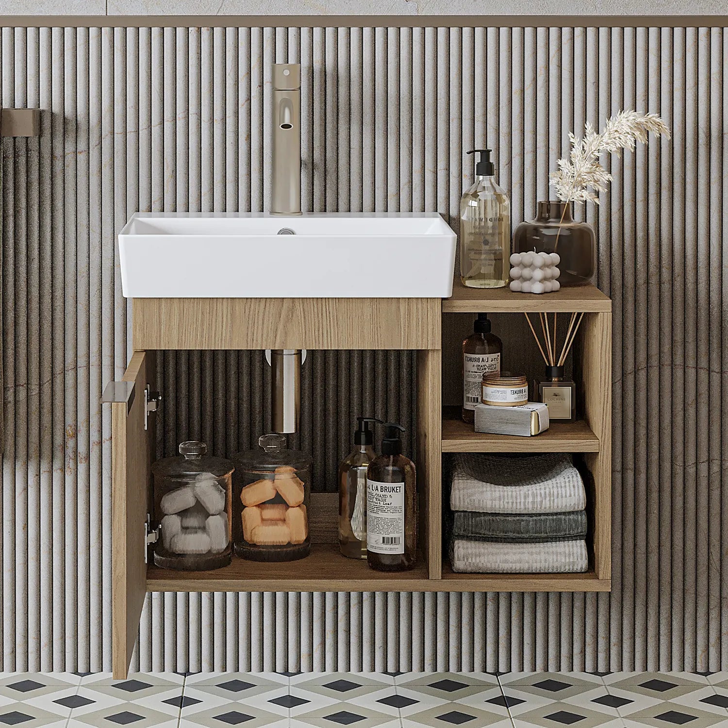 Lavabolu Banyo Dolabı - Likya - Roomartbanyo dolabı2891