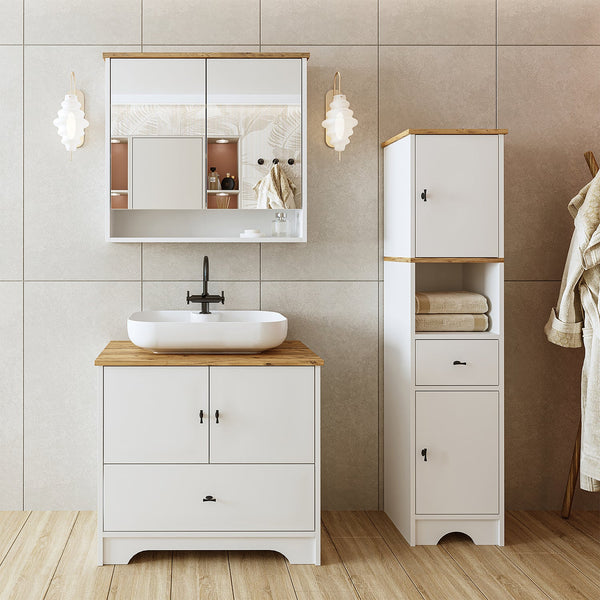 Lavabolu Banyo Dolabı Takımı 3lü Set - Aria
