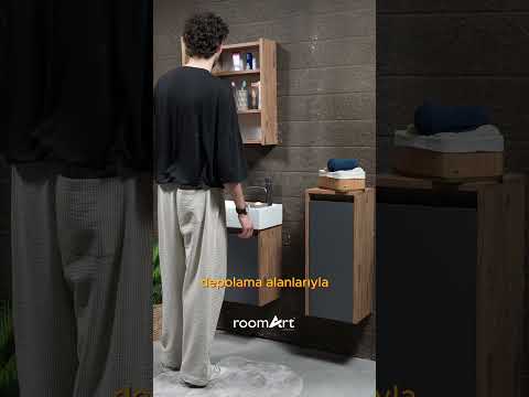 Roomart - Lavabolu Banyo Dolabı 3lü Set - Mini