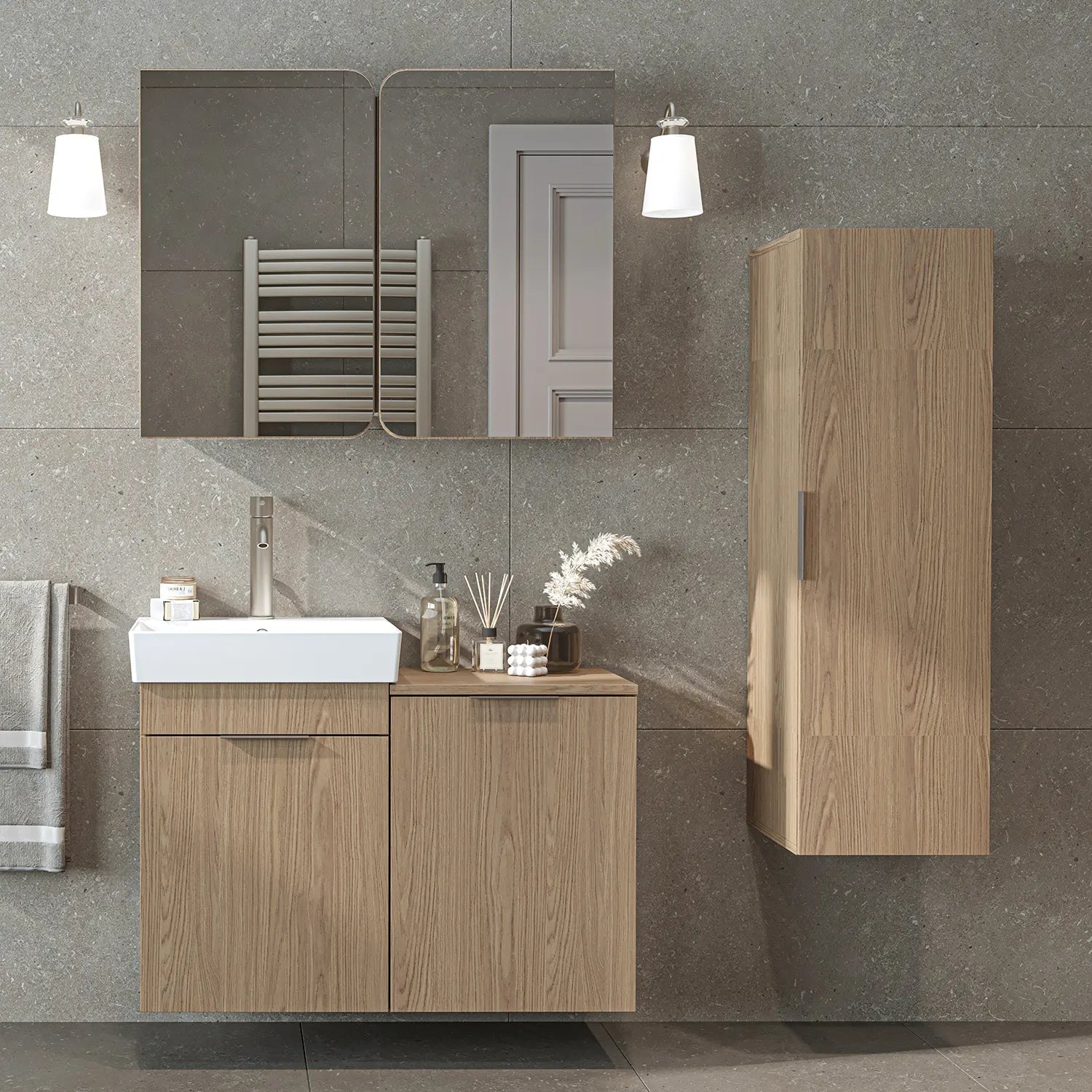 Sepetli Banyo Dolabı 3lü Set - Dubai - Roomartbanyo dolabı2996
